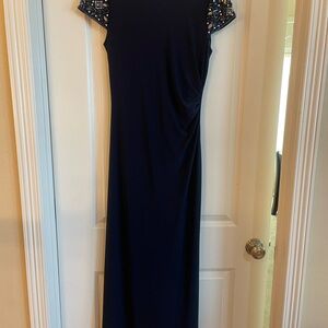 Eliza J Blue Flutter Sleeve Maxi Gown size 8